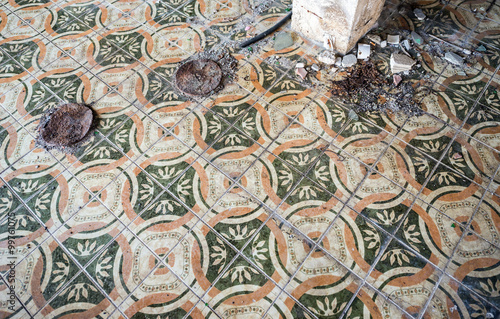 Valokuva tiled floor in abandoned hotel in former Tourist Complex of Kupari village, Croa