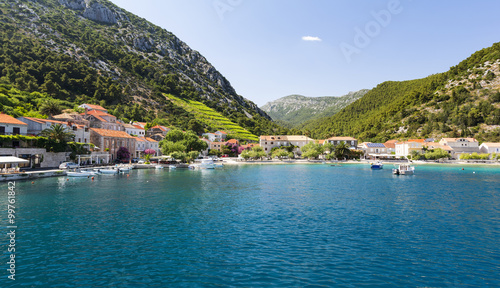 View on Adriatic sea and Trstenik village on Peljesac peninsula near Orebic, Dalmatia, Croatia © lukaszimilena