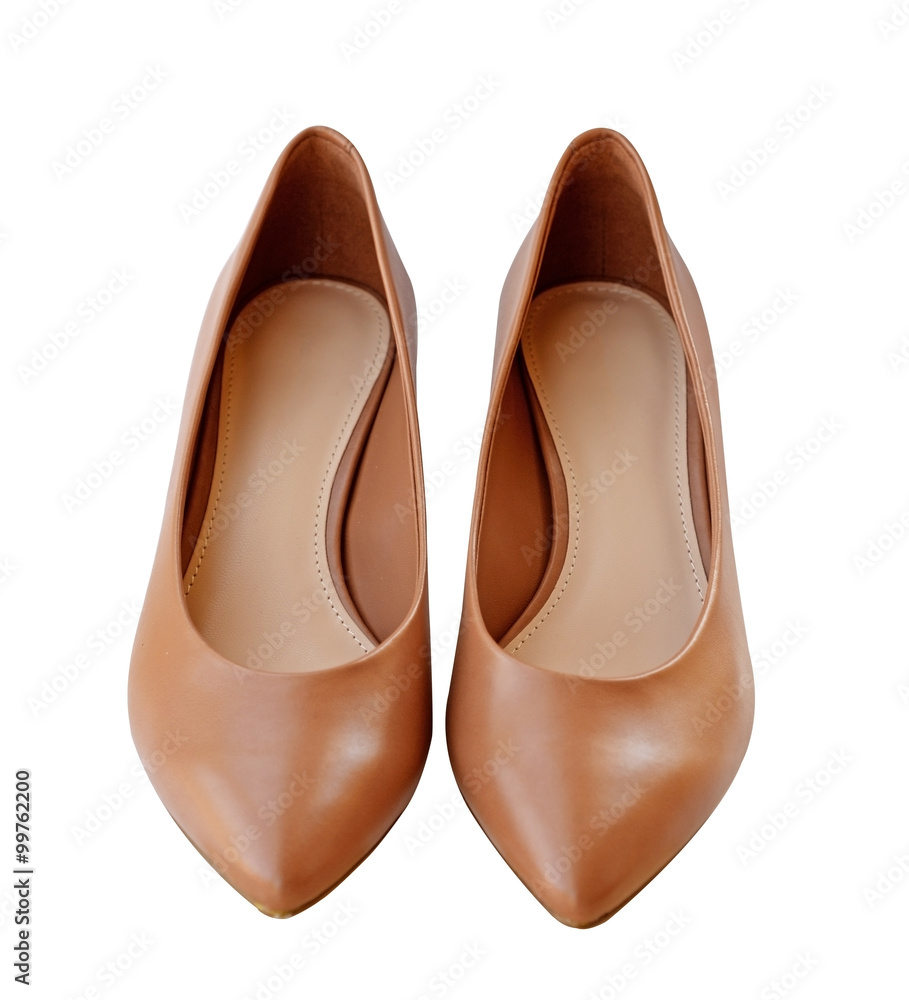 women leather heel shoes isolated over white with clipping path women leather heel shoes isolated over white with clipping path