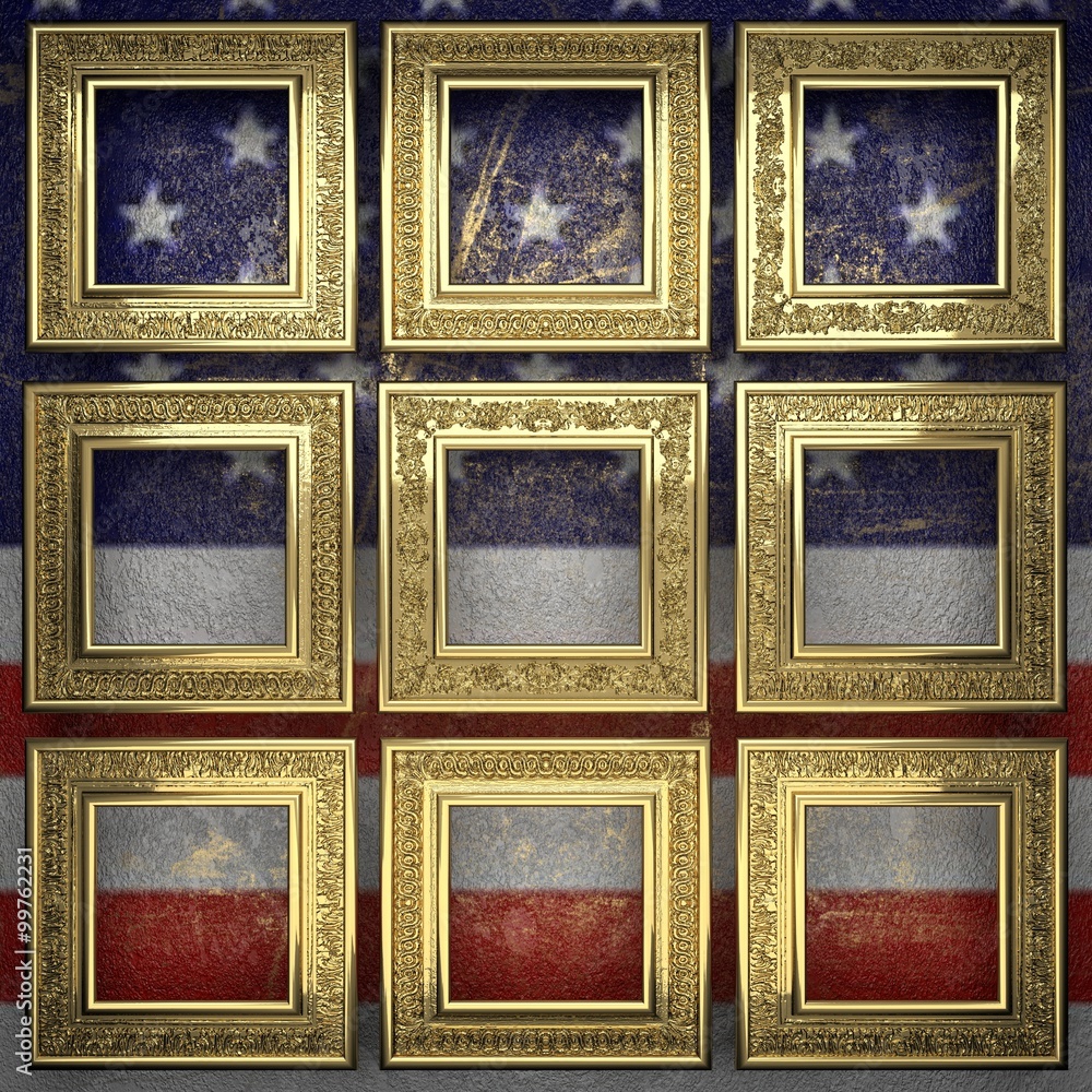 golden background painted to US flag golden background painted to US flag