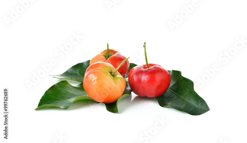 Malpighia glabra,Acerola fruit on white background photo