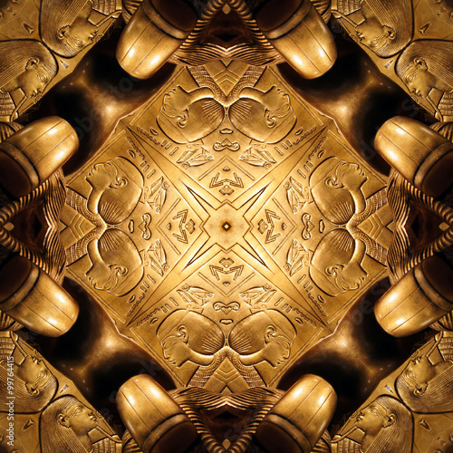 Golden ornament - kaleidoscopic wallpaper tiles