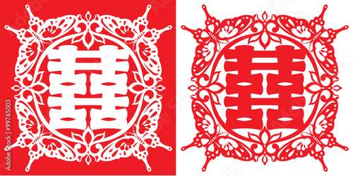 Butterfly Stamp double happiness illustration