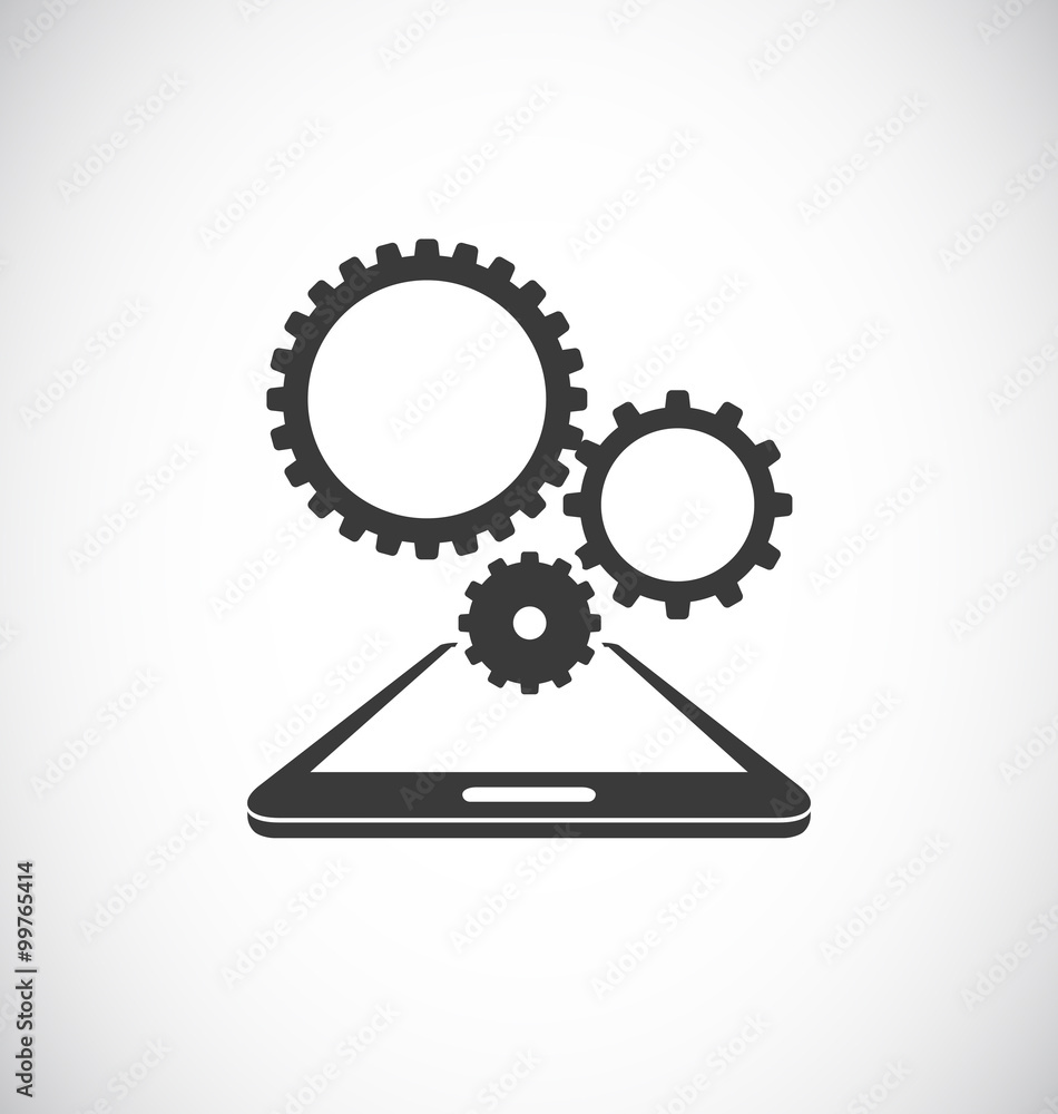mobile smartphone with cogs gears teamwork mobile smartphone with cogs gears teamwork