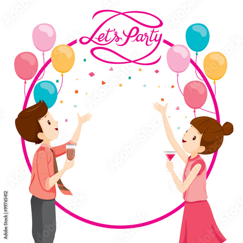 Man And Woman Happy With Party Decoration, Party, Corporate Party, Banquet, Feast, Company, Celebration