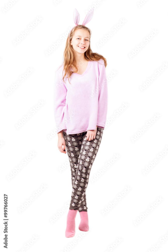 Pretty girl in pink shirt isolated Pretty girl in pink shirt isolated