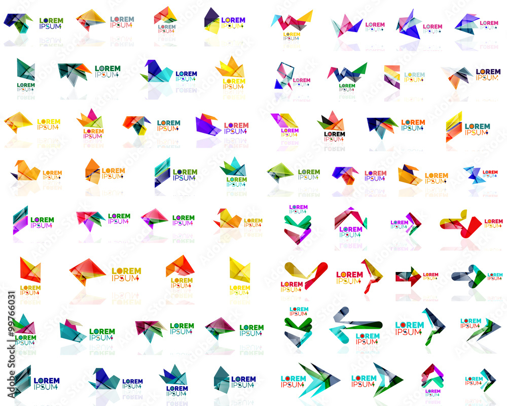 Mega set of paper logo abstract geometrical shapes