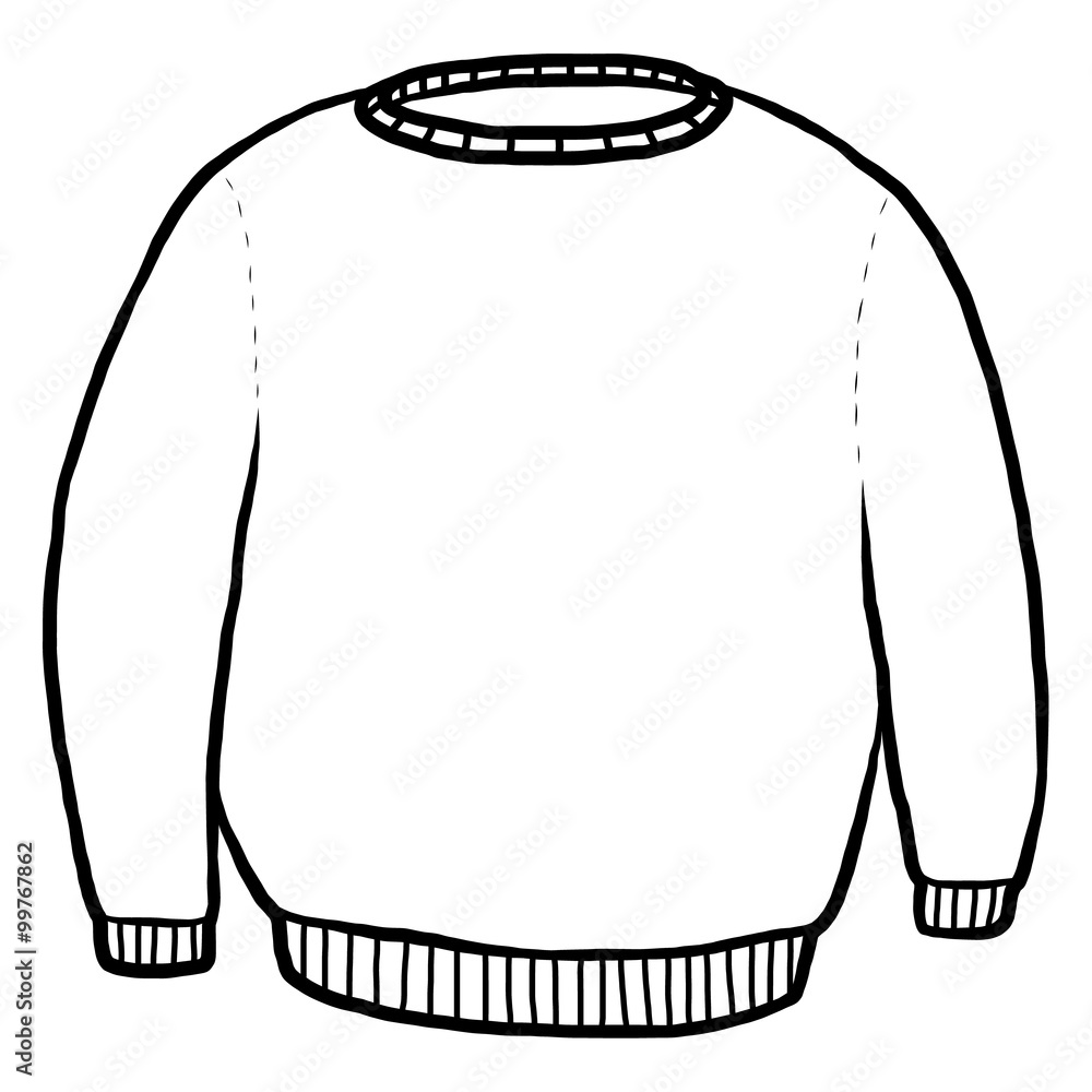 sweater / cartoon vector and illustration, black and white, hand drawn ...