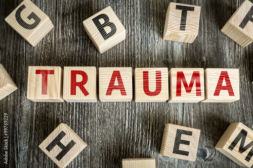 Wooden Blocks with the text: Trauma photo