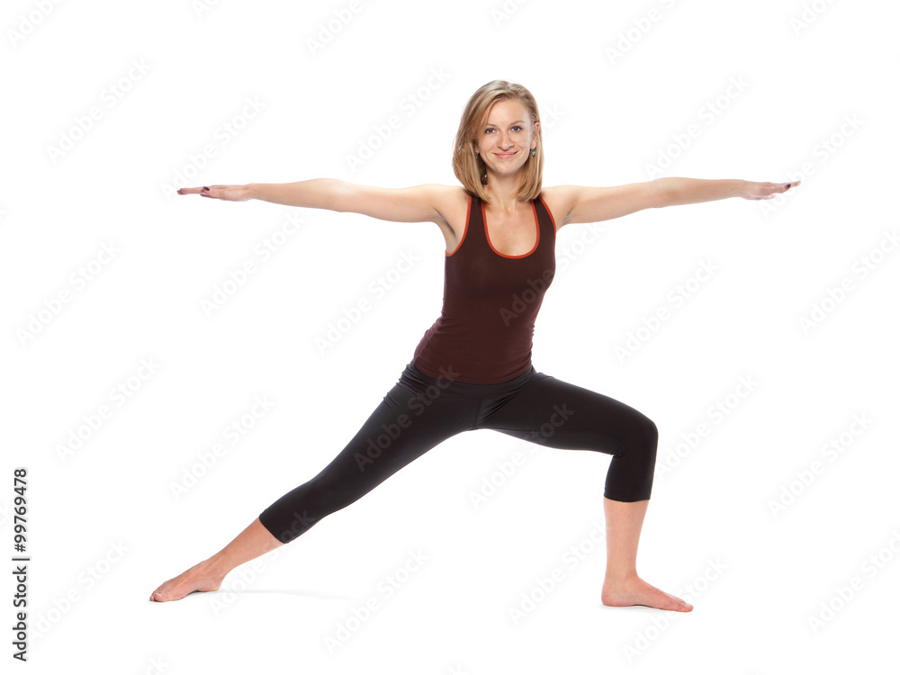 Young woman doing yoga on a white background Young woman doing yoga on a white background