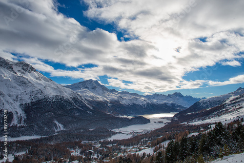 View of the valley Engadine Switzerland © michelangeloop