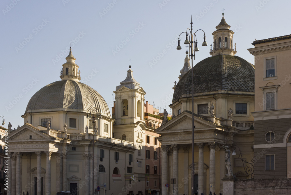 The twin churches of Santa Maria in Montesanto and Santa Maria dei Miracoli in Rome, Italy The twin churches of Santa Maria in Montesanto and Santa Maria dei Miracoli in Rome, Italy