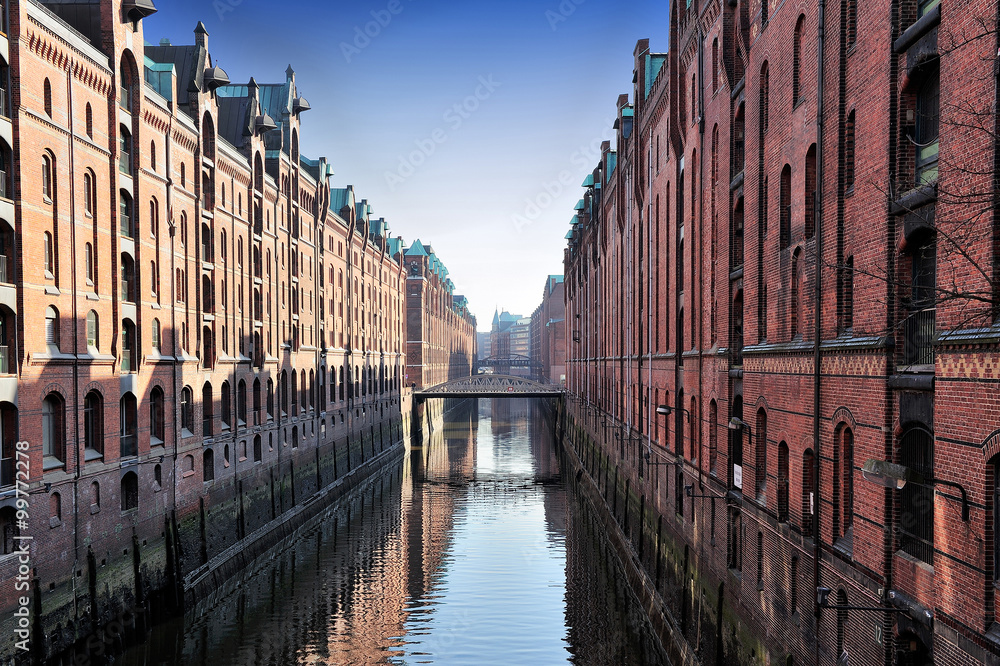 channel and bridges at Hamburg, Germany
