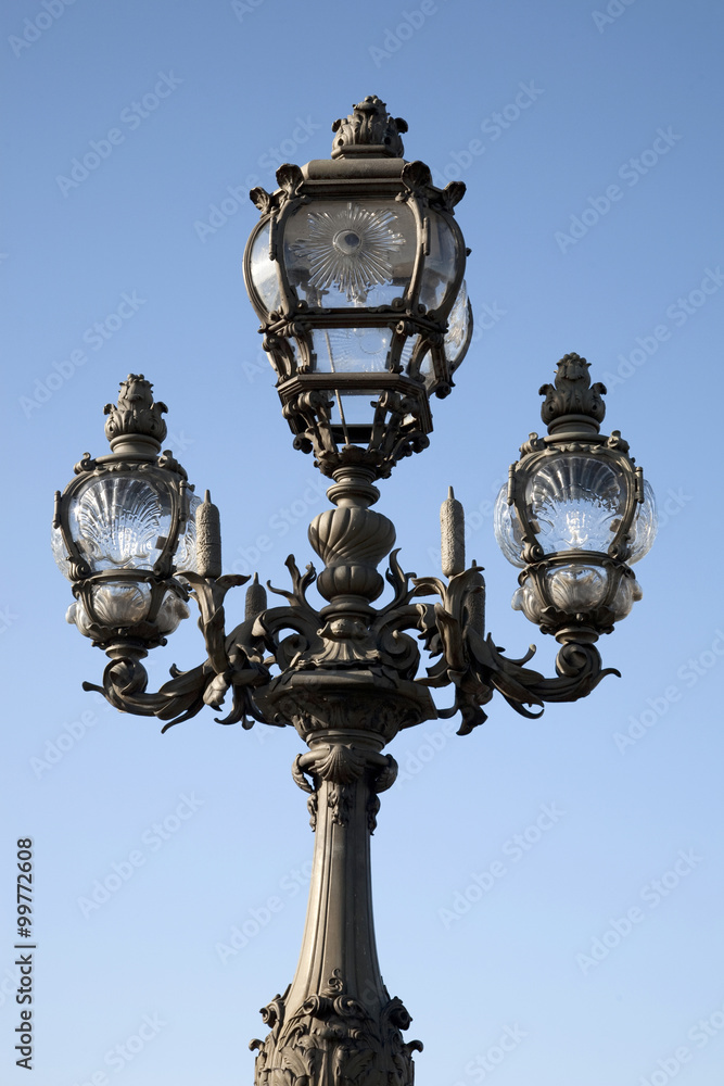 Lamppost on Pont Alexandre III Bridge, Paris, France