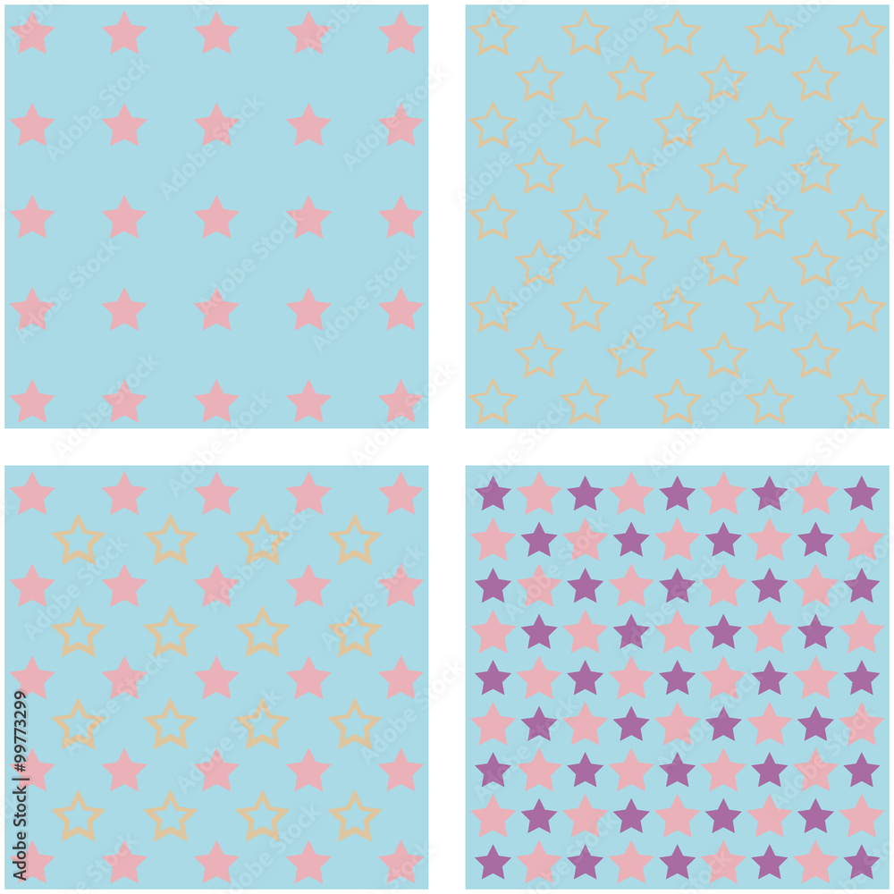 Set of four cute backgrounds