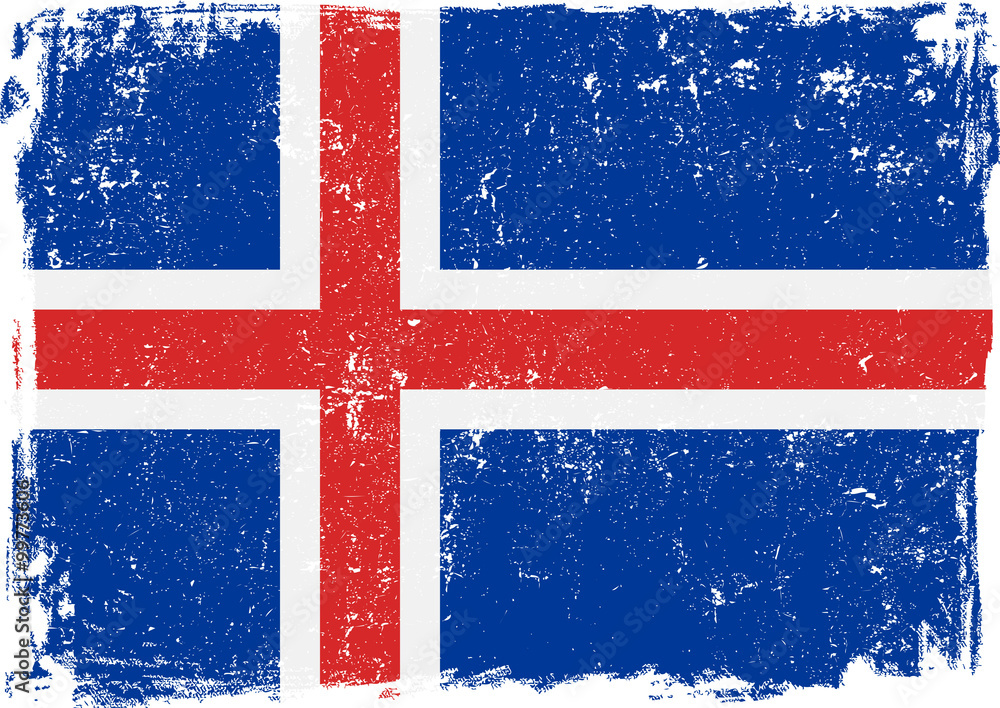 Fototapeta premium Iceland Vector Flag on White