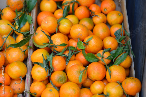 Ripe mandarines in market