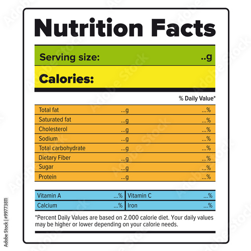 Nutrition Facts label vector color