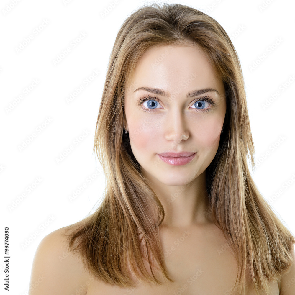 Beauty portrait of girl with beautiful healthy face and long blo Beauty portrait of girl with beautiful healthy face and long blo