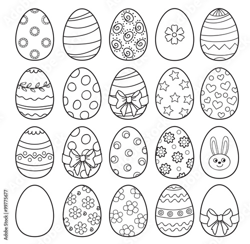 Coloring book with Easter eggs - vector illustration.