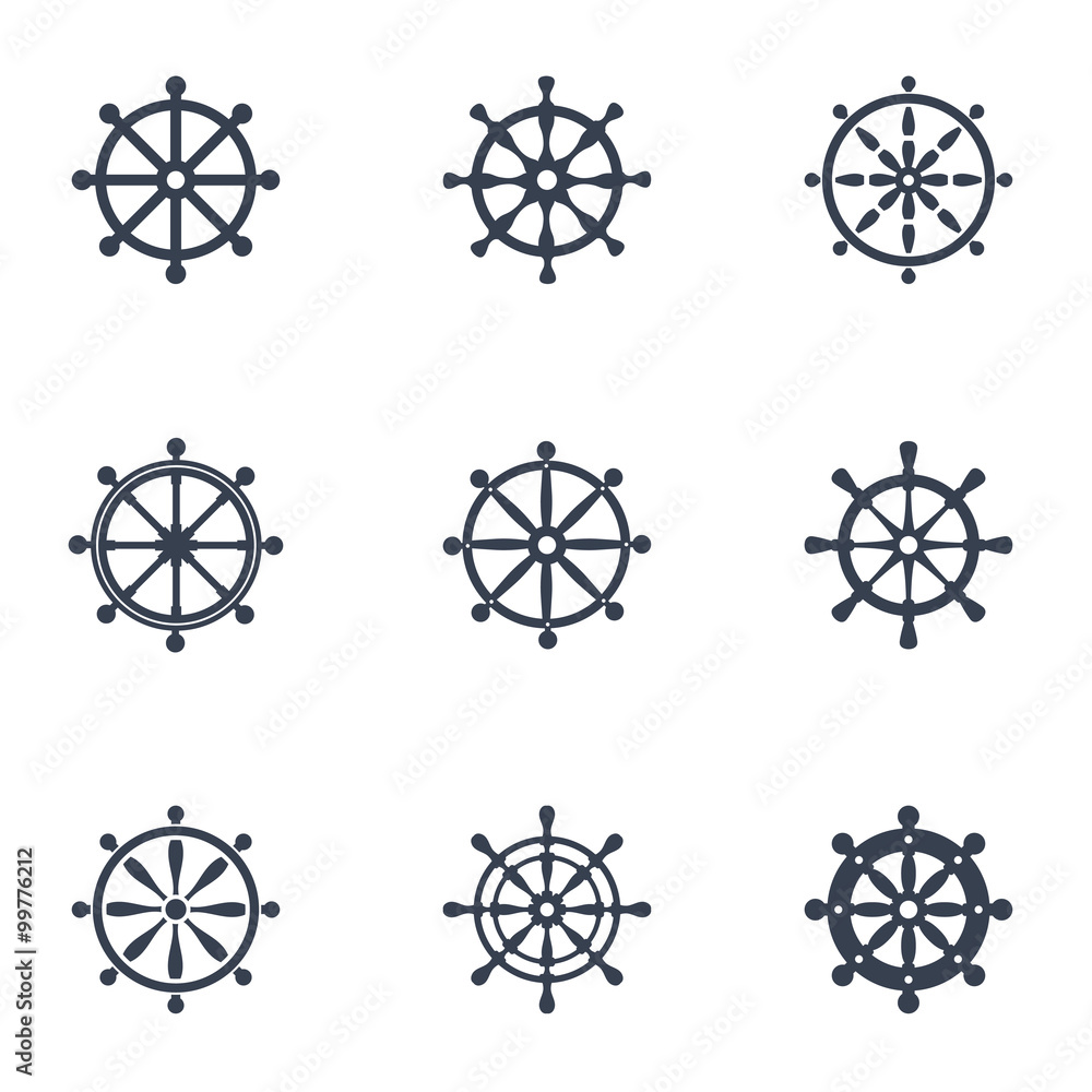 Vector black rudder icon set. Rudder Icon Object, Rudder Icon Picture, Rudder Icon Image - stock vector Vector black rudder icon set. Rudder Icon Object, Rudder Icon Picture, Rudder Icon Image - stock vector