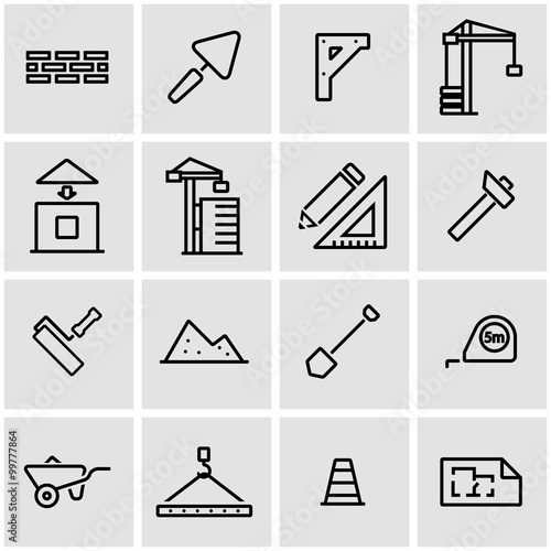 Vector line construction icon set. Construction Icon Object, Construction Icon Picture, Construction Icon Image - stock vector