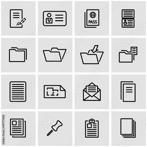 Vector line document icon set. Eco Icon Object, Eco Icon Picture, Eco Icon Image - stock vector