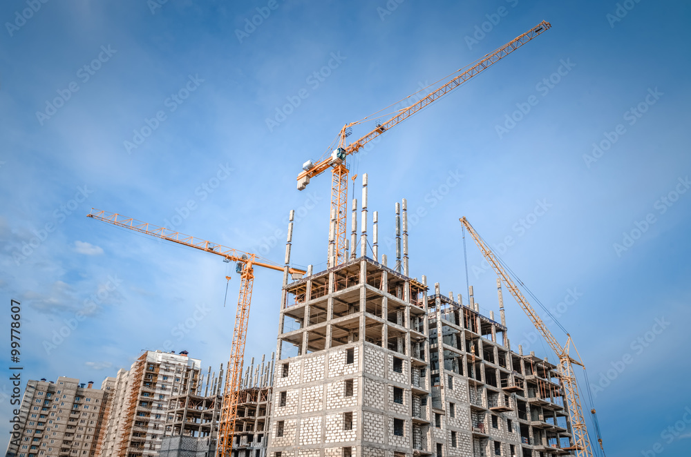 Construction company and large crane Construction company and large crane