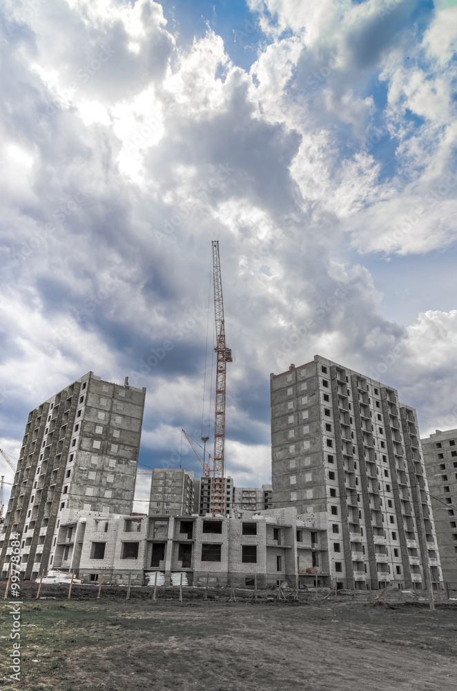 New residential building and highrise cranes