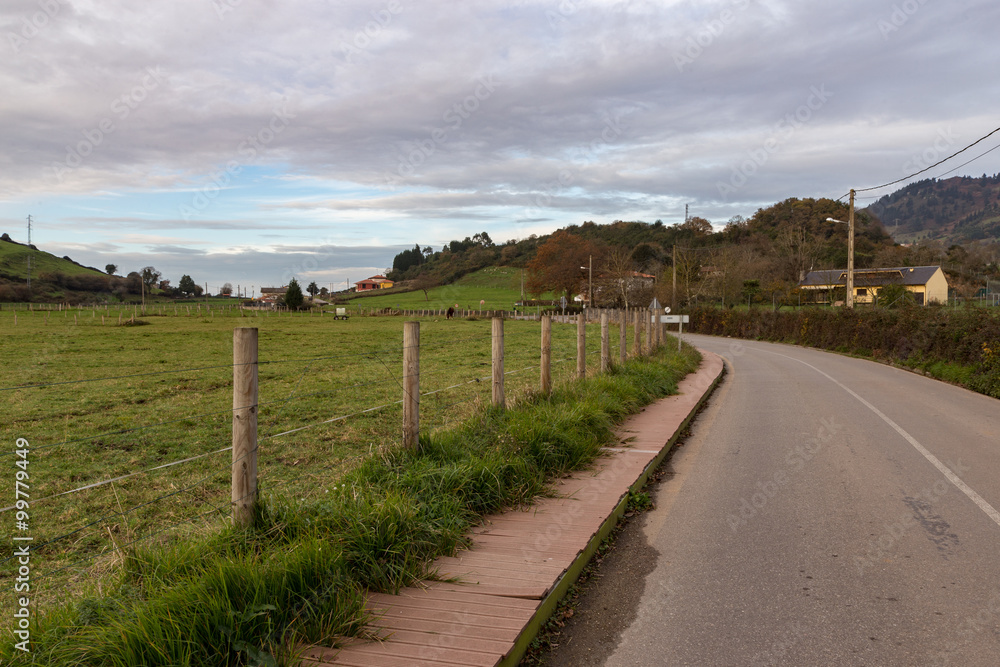 The way to La Pola Siero near Oviedo, in Spain on the Camino Primitivo, a World Heritage