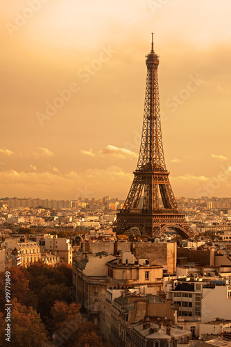 Paris, France: Eiffel Tower (Tour Eiffel) at sunset.