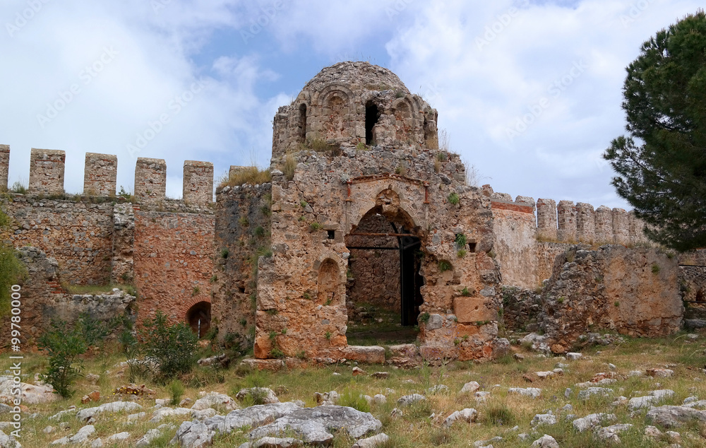 Turkey. The ruins of a Byzantine church in fortress Alanya