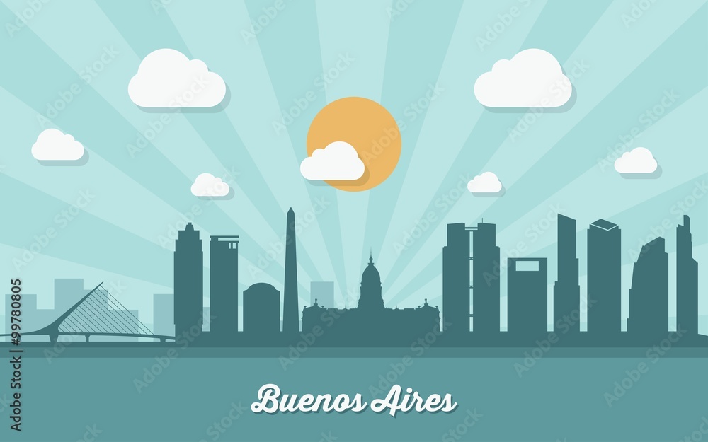 Buenos Aires skyline - flat design