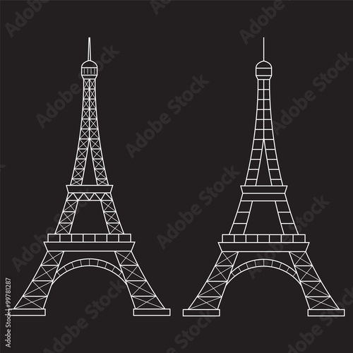 Fototapeta Naklejka Na Ścianę i Meble -  Eiffel Tower Vector Line Icon.