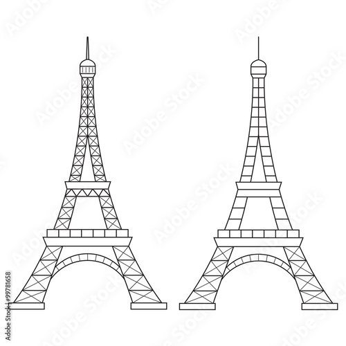 Fototapeta Naklejka Na Ścianę i Meble -  Eiffel Tower Vector Line Icon.