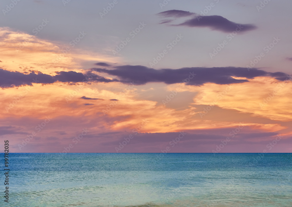 Beautiful sea sunset cloudy sky