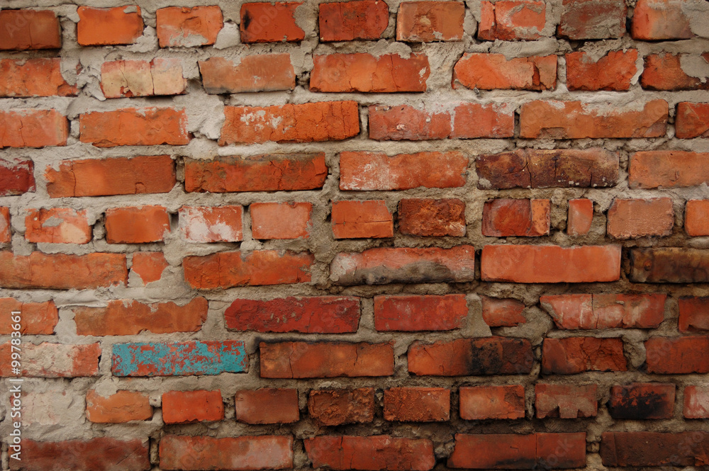 Fototapeta premium The site of the old red brick wall.