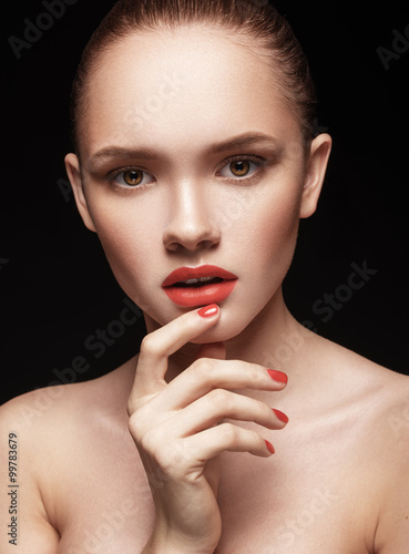 Portrait of beautiful girl with clear healthy skin
