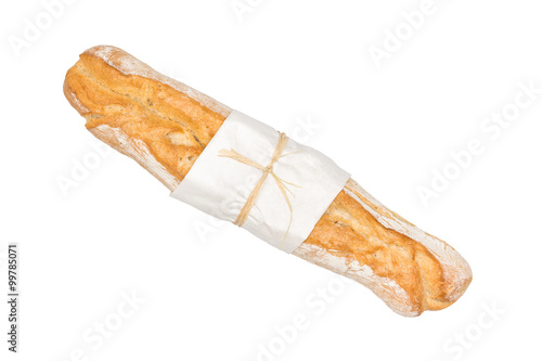 French baguette isolated on white background photo