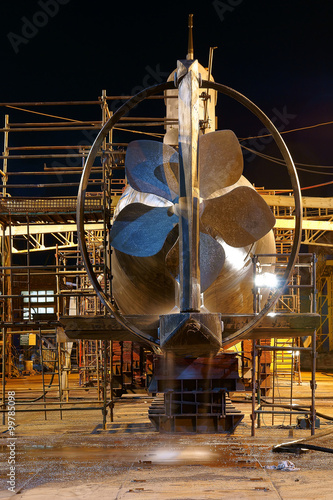 The submarine Polish Navy type Kobben standing at the house during the renovation in Gdansk Repair Shipyard