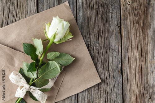White rose on craft paper
