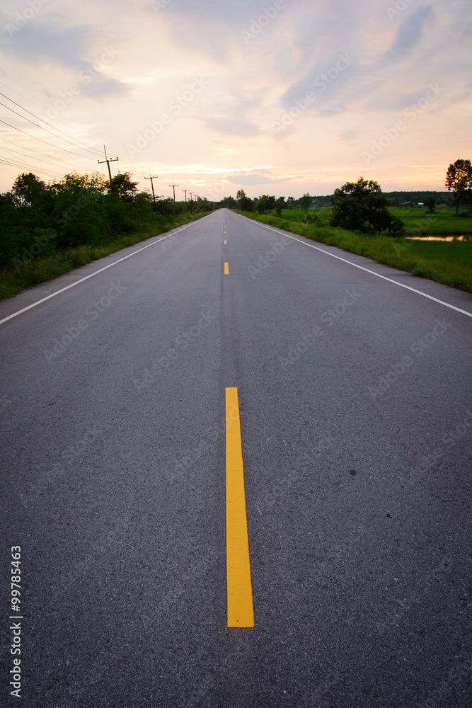 red sunset over road