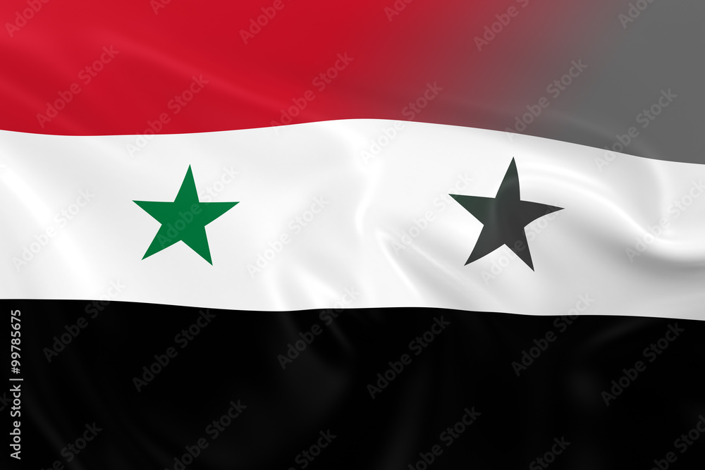 Syrian Crisis Concept Image - 3D Render of the Flag of Syria Fading into Greyscale Syrian Crisis Concept Image - 3D Render of the Flag of Syria Fading into Greyscale