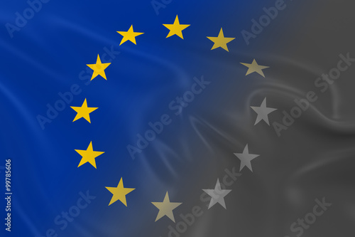 European Decline Concept - Flag of the European Union Fading into Black and White