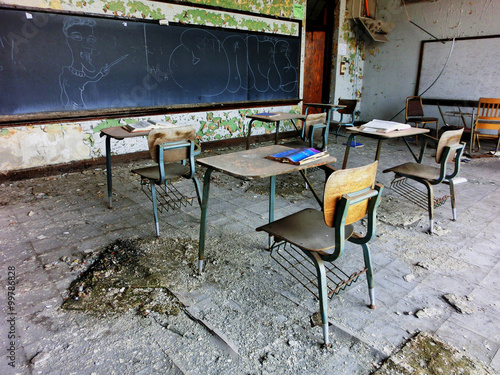 Abandoned classroom in Gary, Indiana