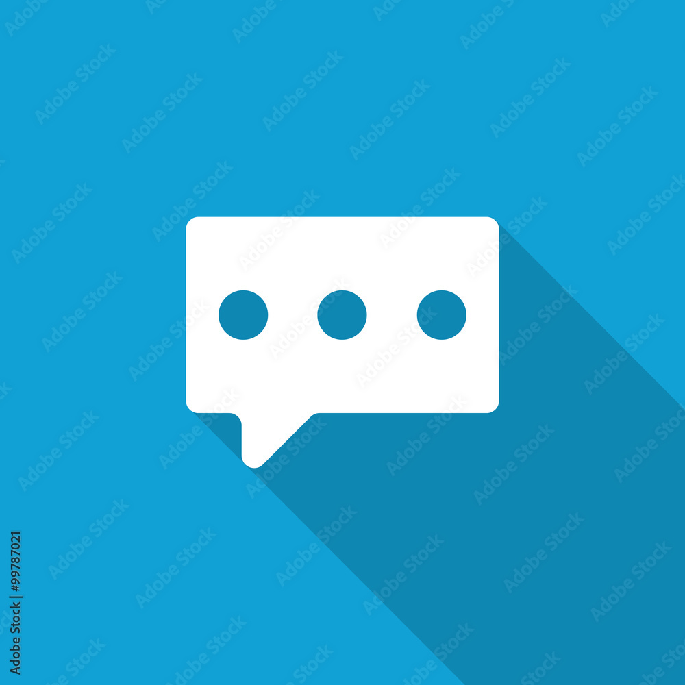 Flat Message icon with long shadow on blue backround Flat Message icon with long shadow on blue backround