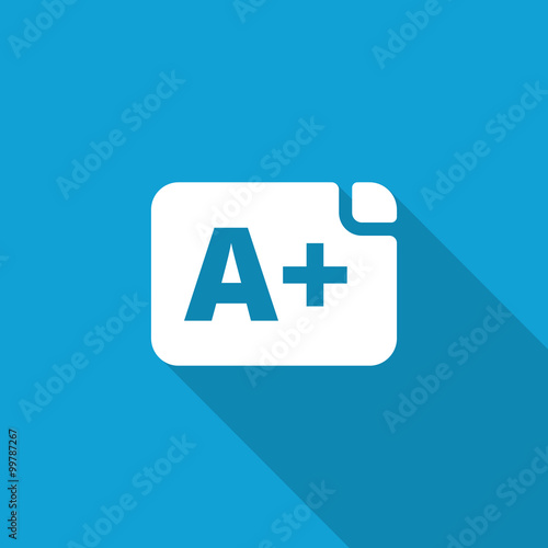 Flat Rating icon with long shadow on blue backround