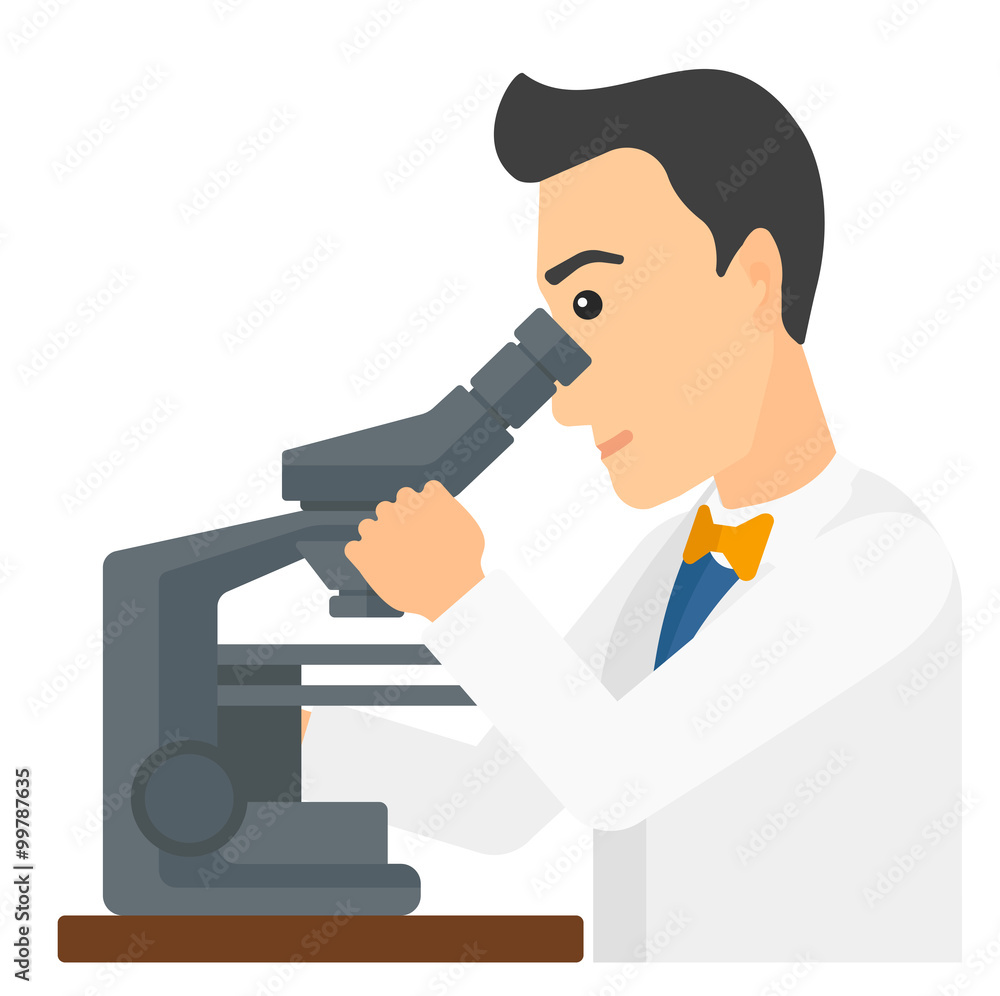 Laboratory assistant with microscope. Laboratory assistant with microscope.