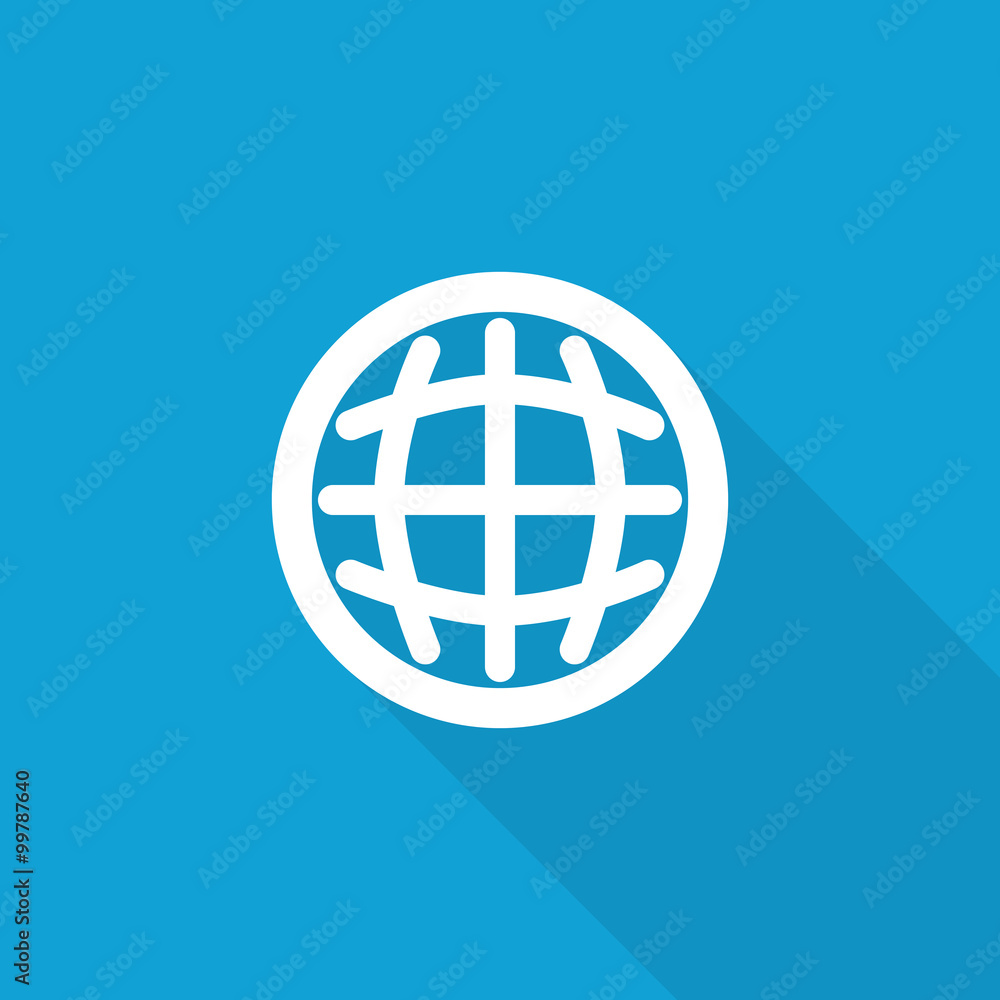 Flat International icon with long shadow on blue backround Flat International icon with long shadow on blue backround