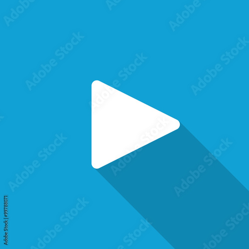 Free Download Flat Play icon with long shadow on blue backround - GFXLoad